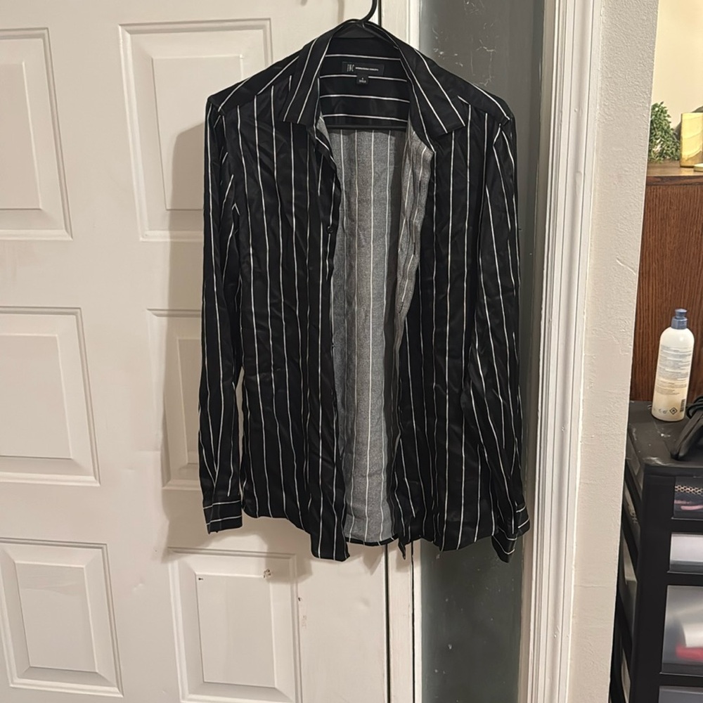 Never worn. INC long sleeve satin striped button down dress shirt. Small